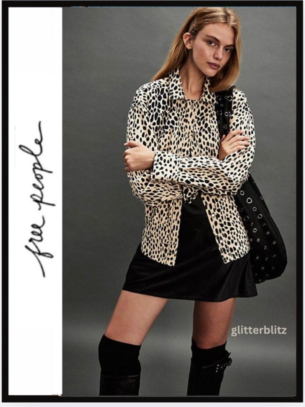Free People We The Free Calico Flannel Shirt Top Leopard Printed